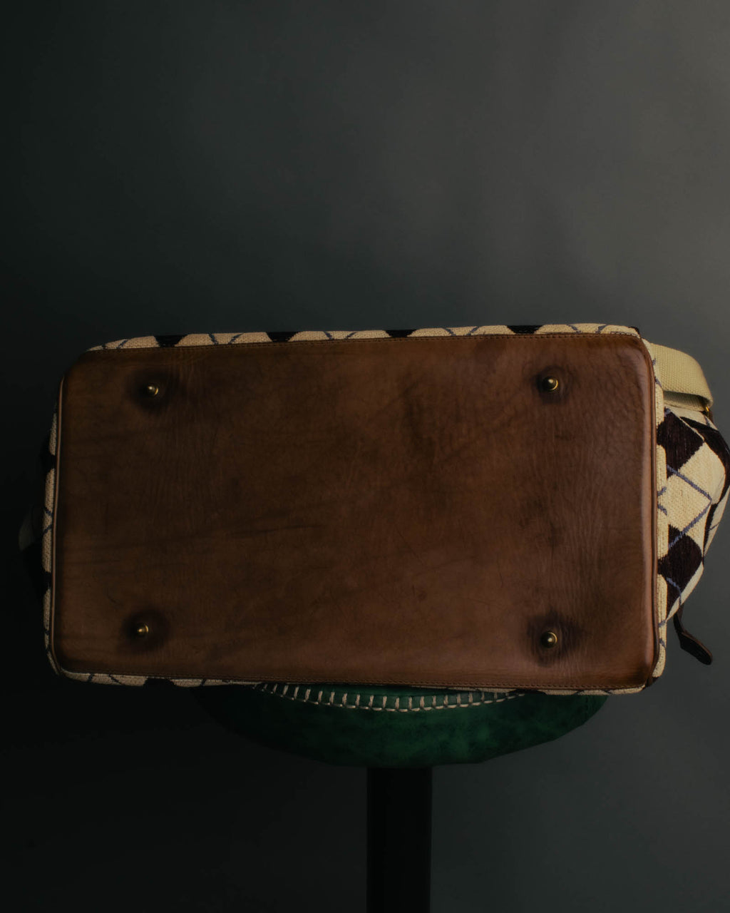 -SPECIAL- "Felisi" Argyle leather trim 2way boston bag