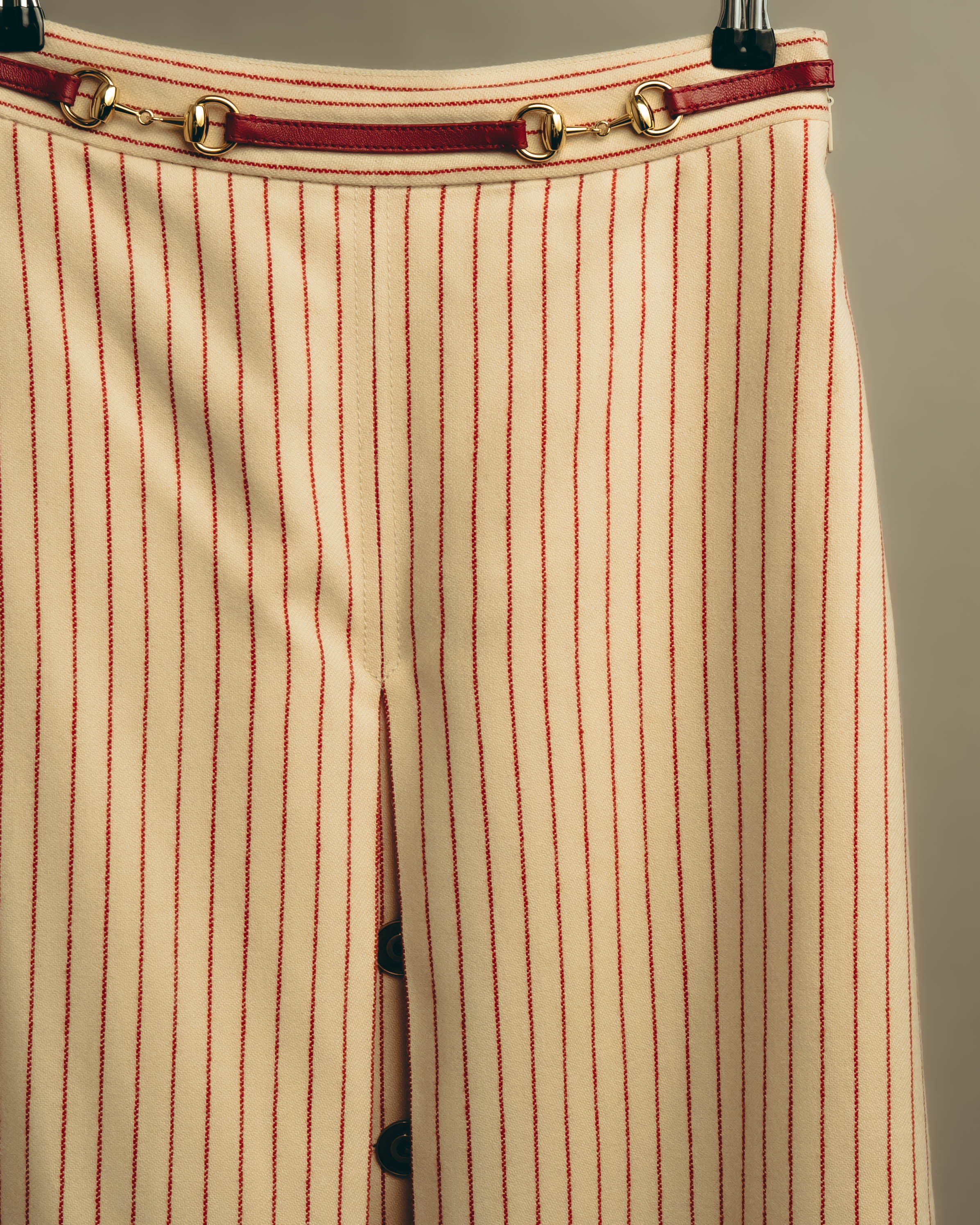 -SPECIAL- “GUCCI” 2015-2022 vintage inspired horsebit striped wool skirt