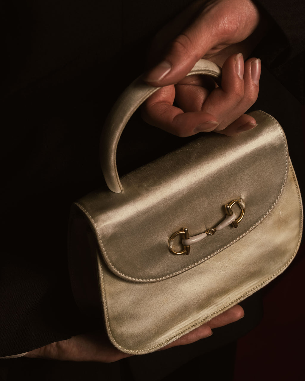 –SPECIAL– "GUCCI" 95-98’s Satin horsebit top-handle bag