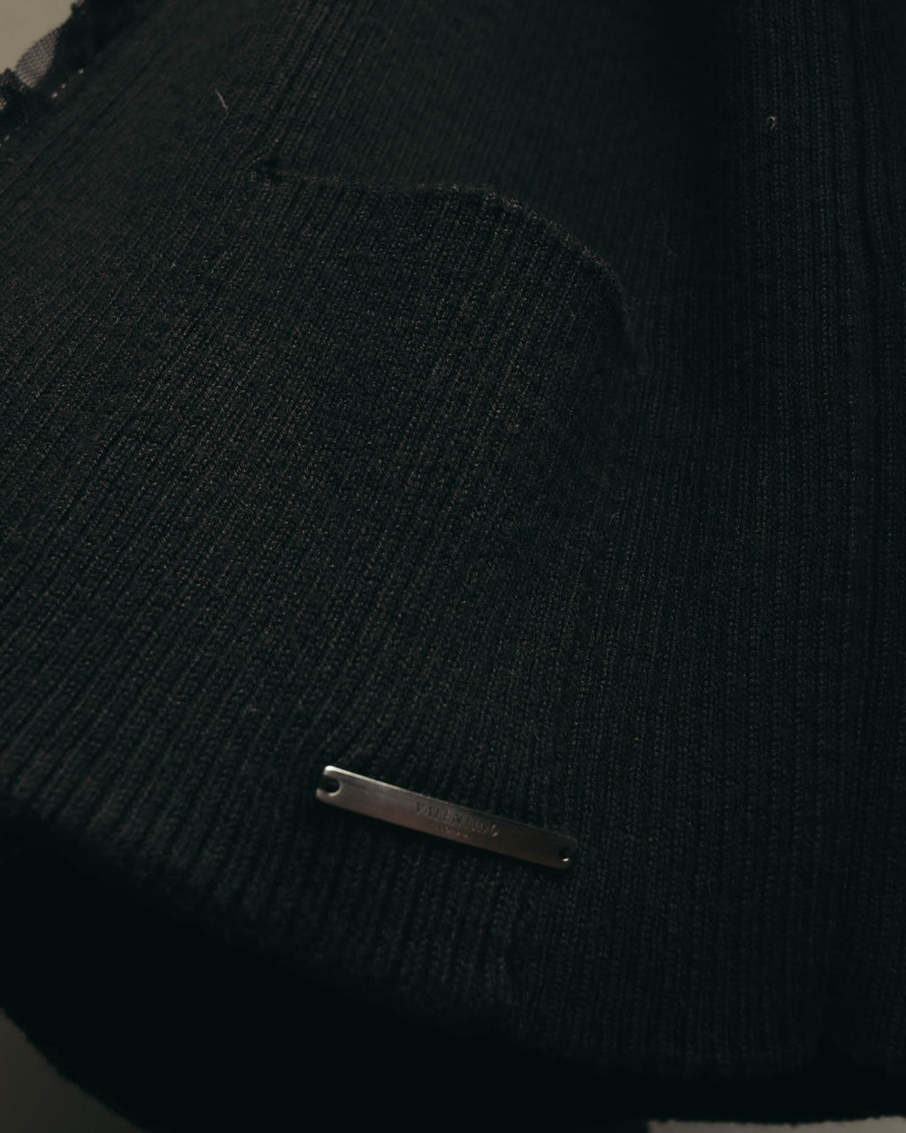 “VALENTINO ROMA” 00’s-10’s Rib knit frilled cardigan