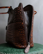 "Furdi" Crocodile embossed leather handbag