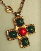 –SPECIAL– "CHANEL" 80's Gripoix Byzantine cross pendant necklace