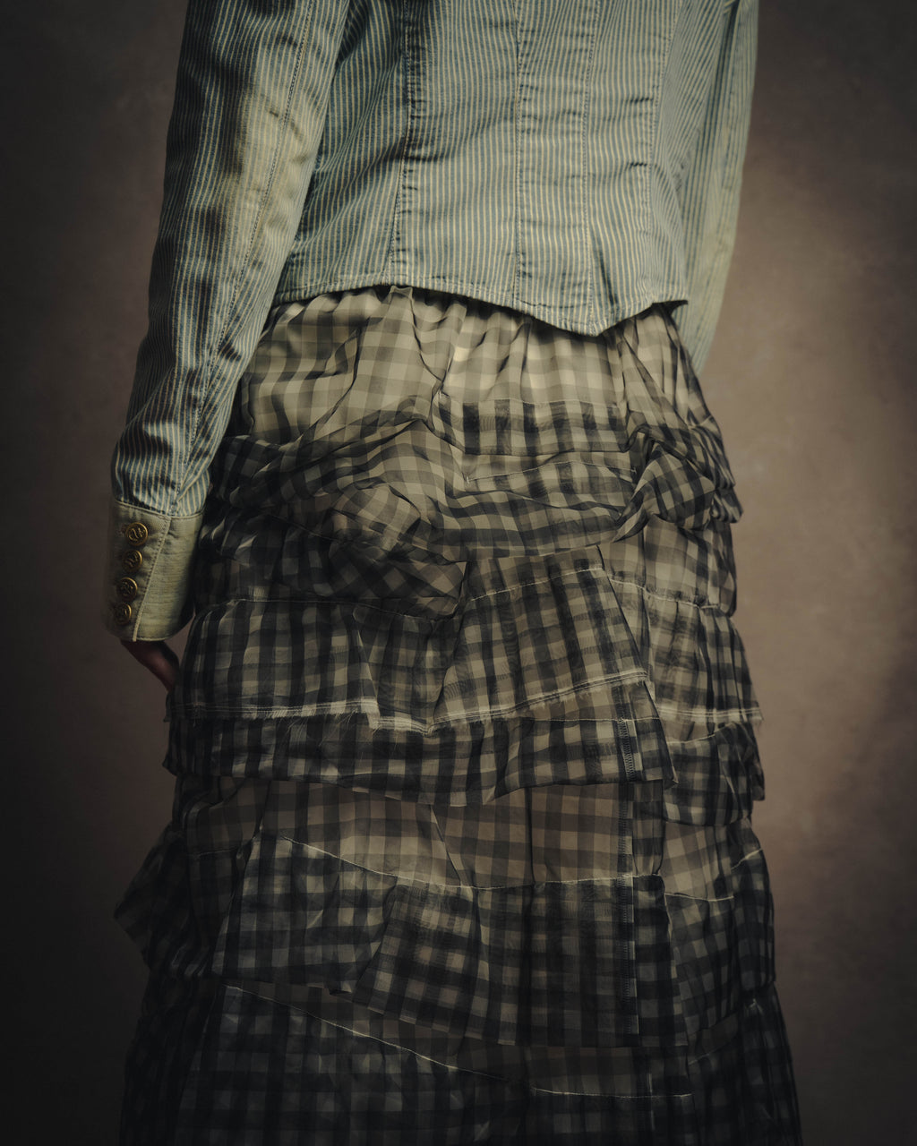 -SPECIAL- "tricot COMME des GARÇONS" 07SS Gingham check sheer tiered ruffle skirt
