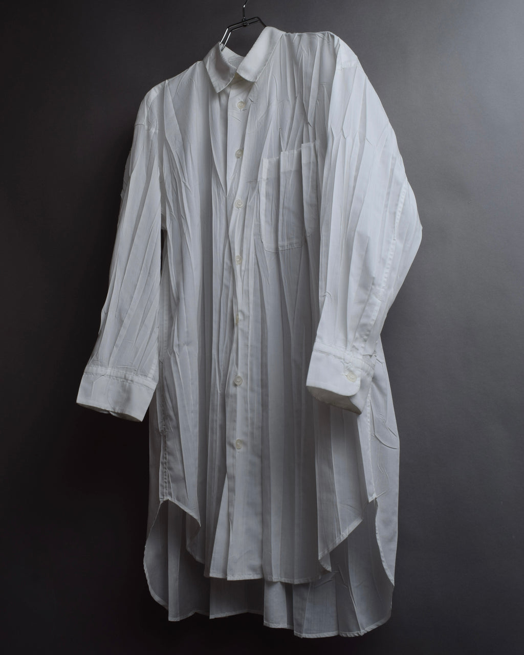 "ISSEY MIYAKE" Pleated design polyester long shirt