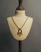 "Christian Dior" 90's-00's Gold tone logo charm pendant necklace