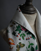 "GUCCI" 80's Flora motif vintage silk scarf