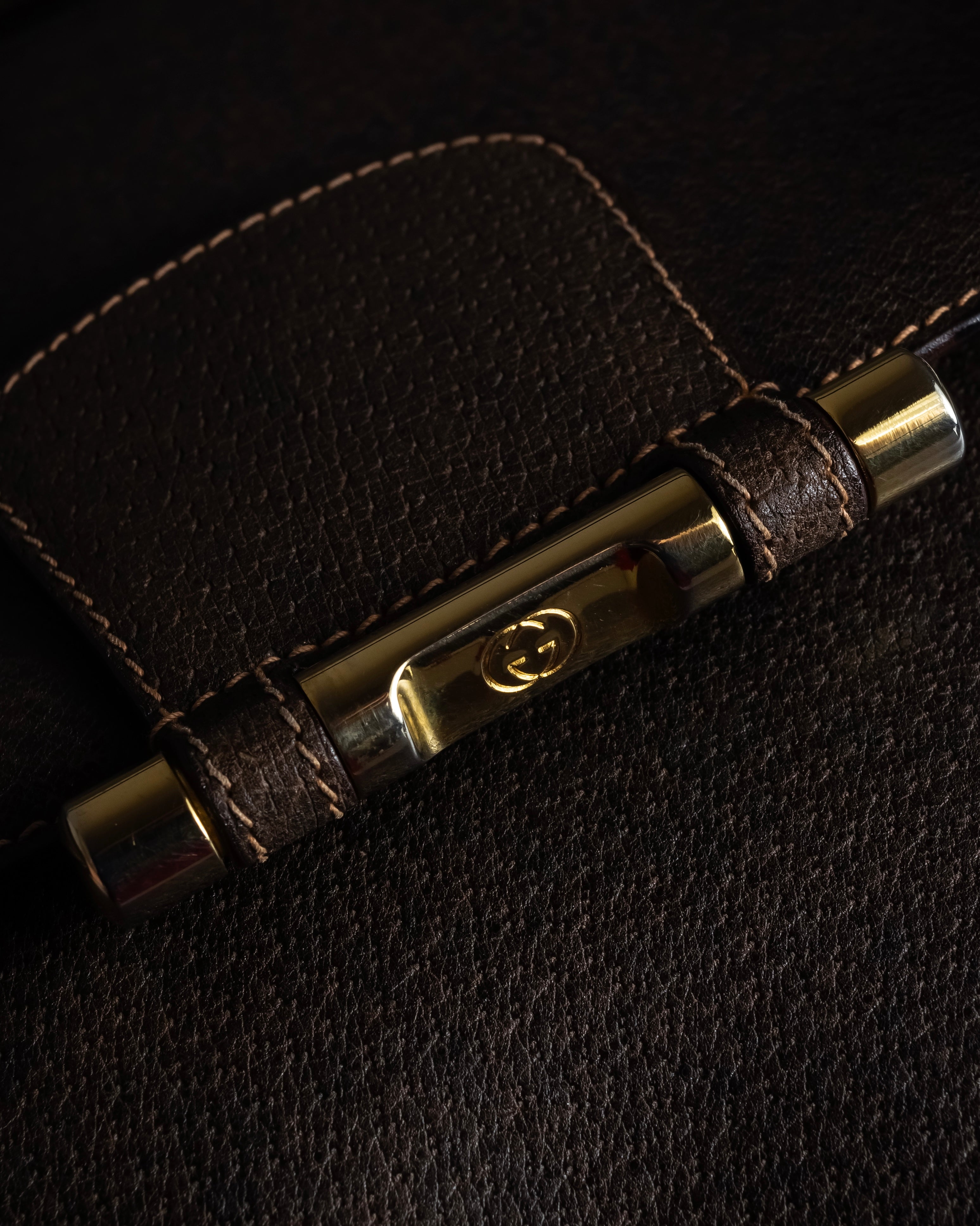 "GUCCI" Bar-shaped fastener design leather shoulder bag