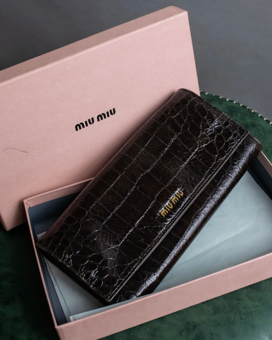 "MIU MIU" Crocodile embossed leather long wallet