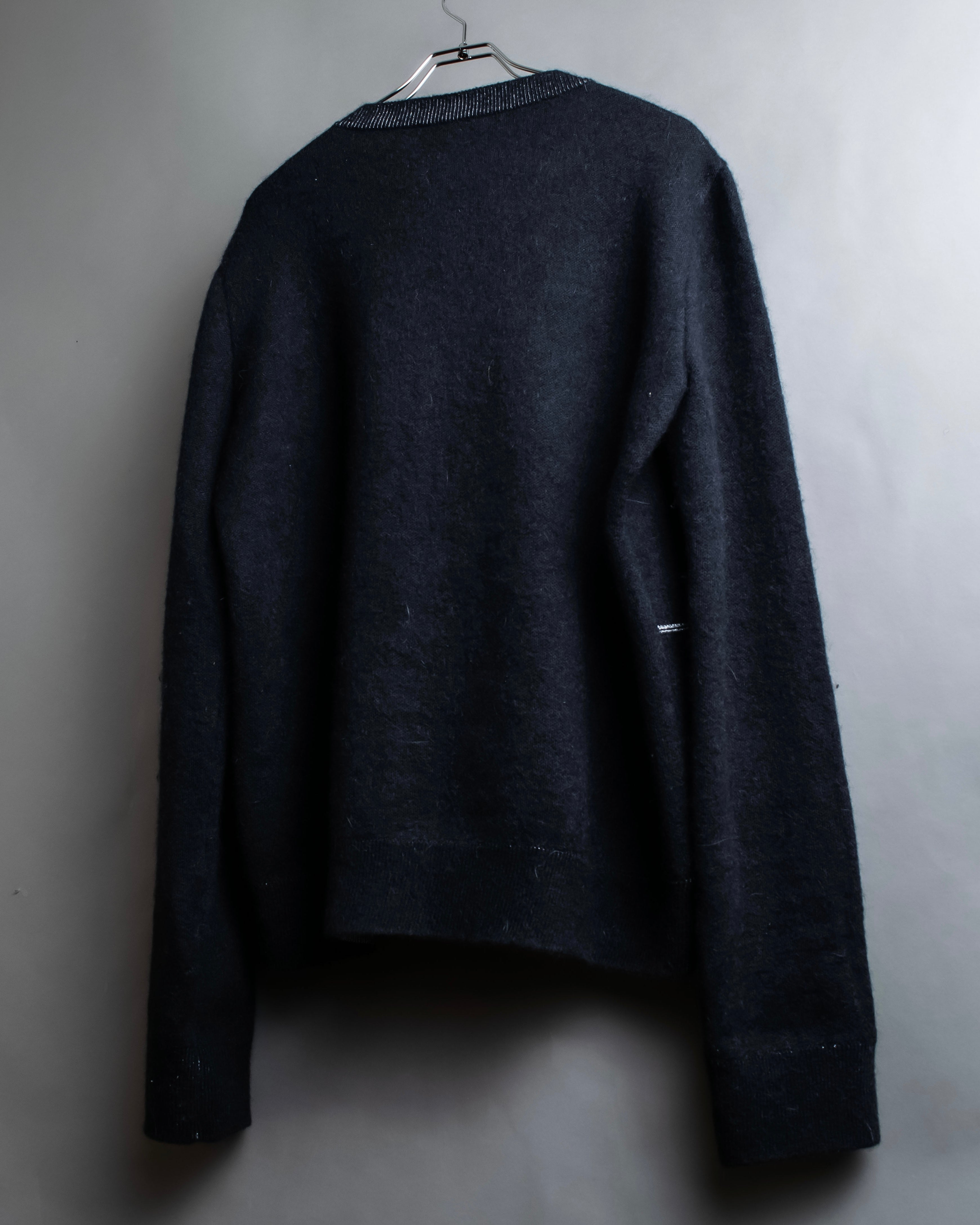 "Saint Laurent" Handsome face embroidery mohair blend oversized knit