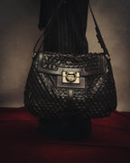 -SPECIAL- “Salvatore Ferragamo” 00’s-10’s Leather scale appliqué gancini shoulder bag