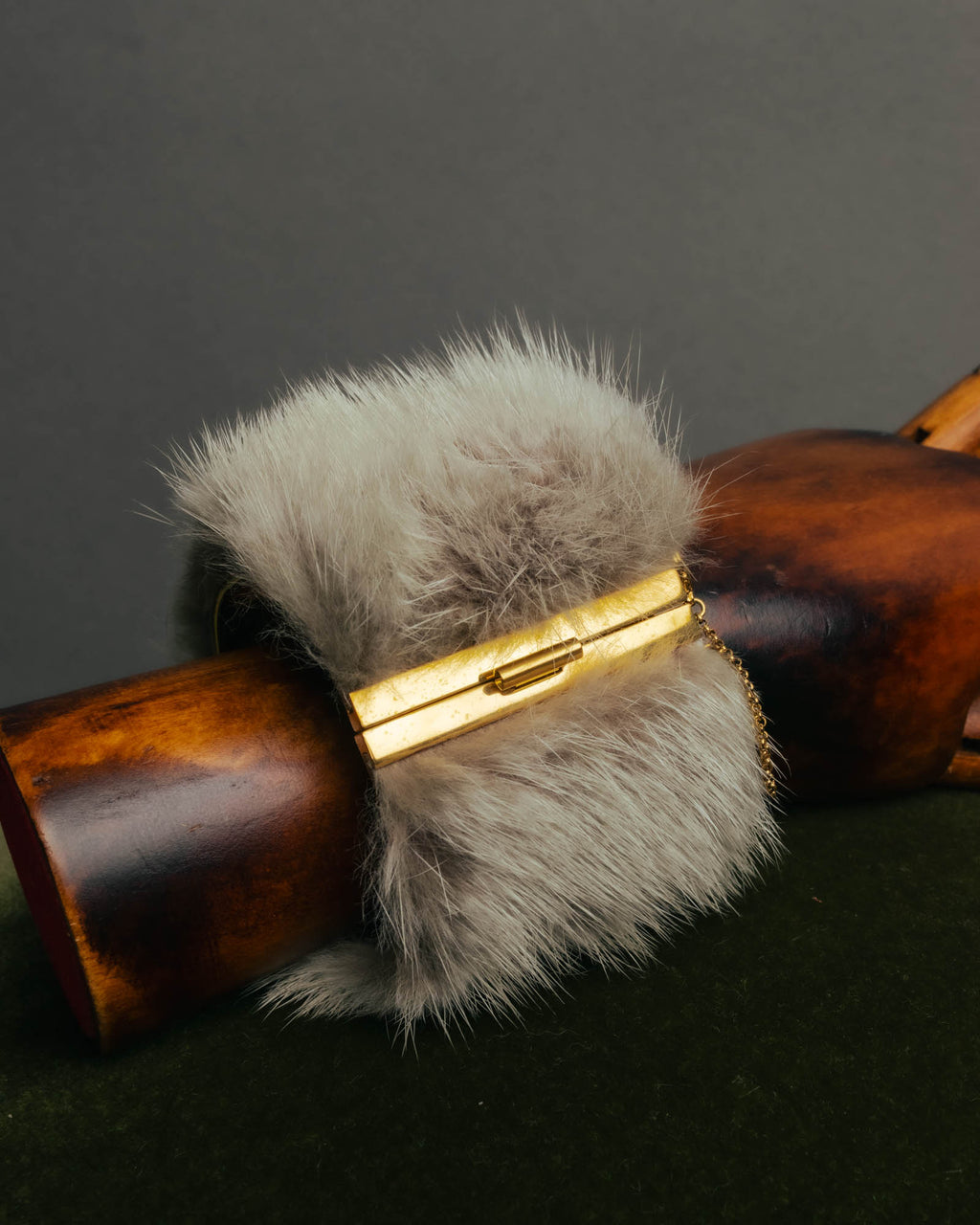 “CELINE” 2010’s Fur covered cuff bracelet