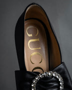 "GUCCI" Michele design ribbon crystal buckle pumps