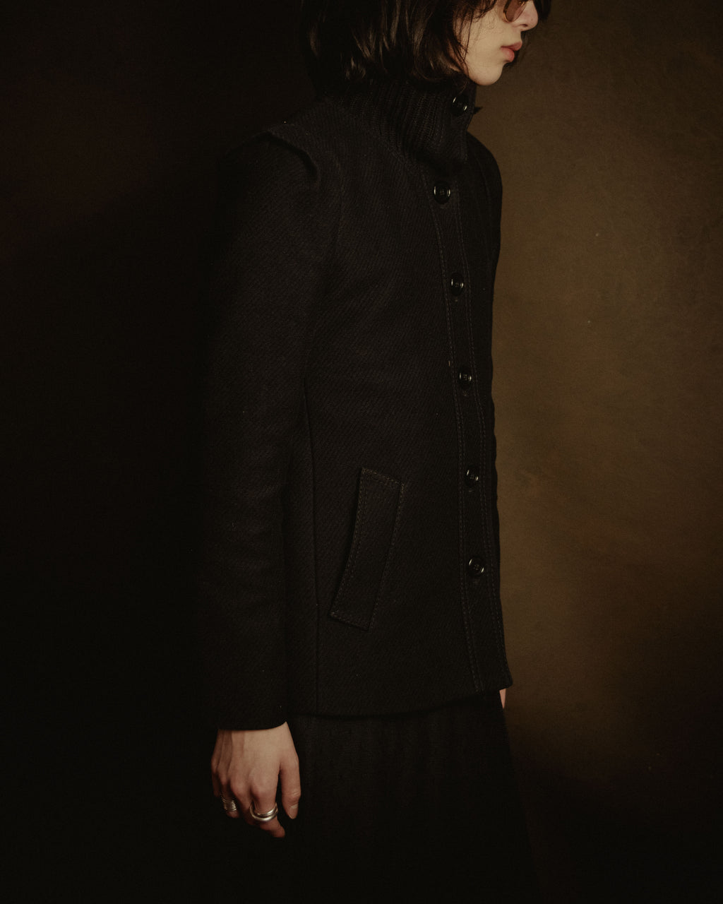 –SPECIAL– "Martin Margiela" 00’s rib knit collar wool cashmere jacket