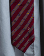 "GUCCI" Burgundy color diagonal stripe silk neck tie