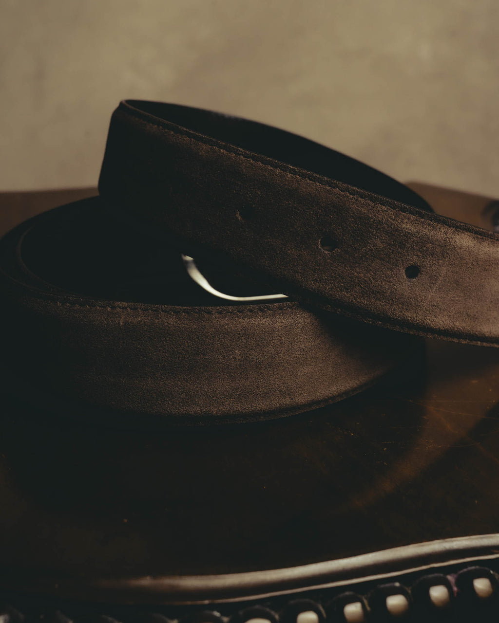 "Ermenegildo Zegna" 90's–00's brown suede leather belt