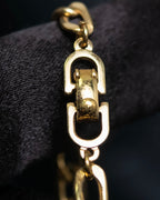 “Christian Dior” green & clear crystal designed gold chain bracelet