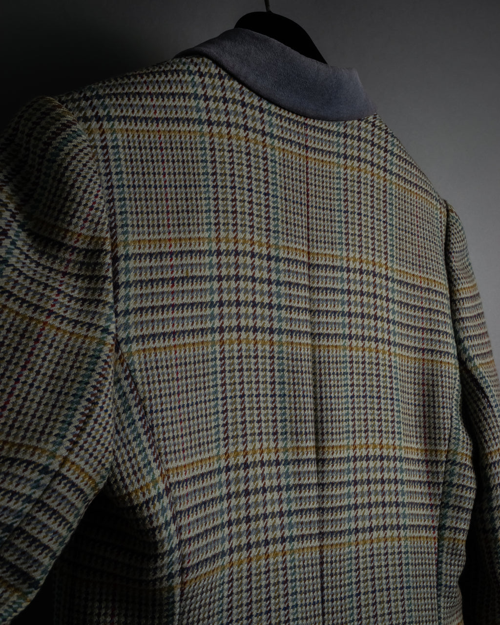 "CELINE" 90’s–00’s checked velvet collar coat
