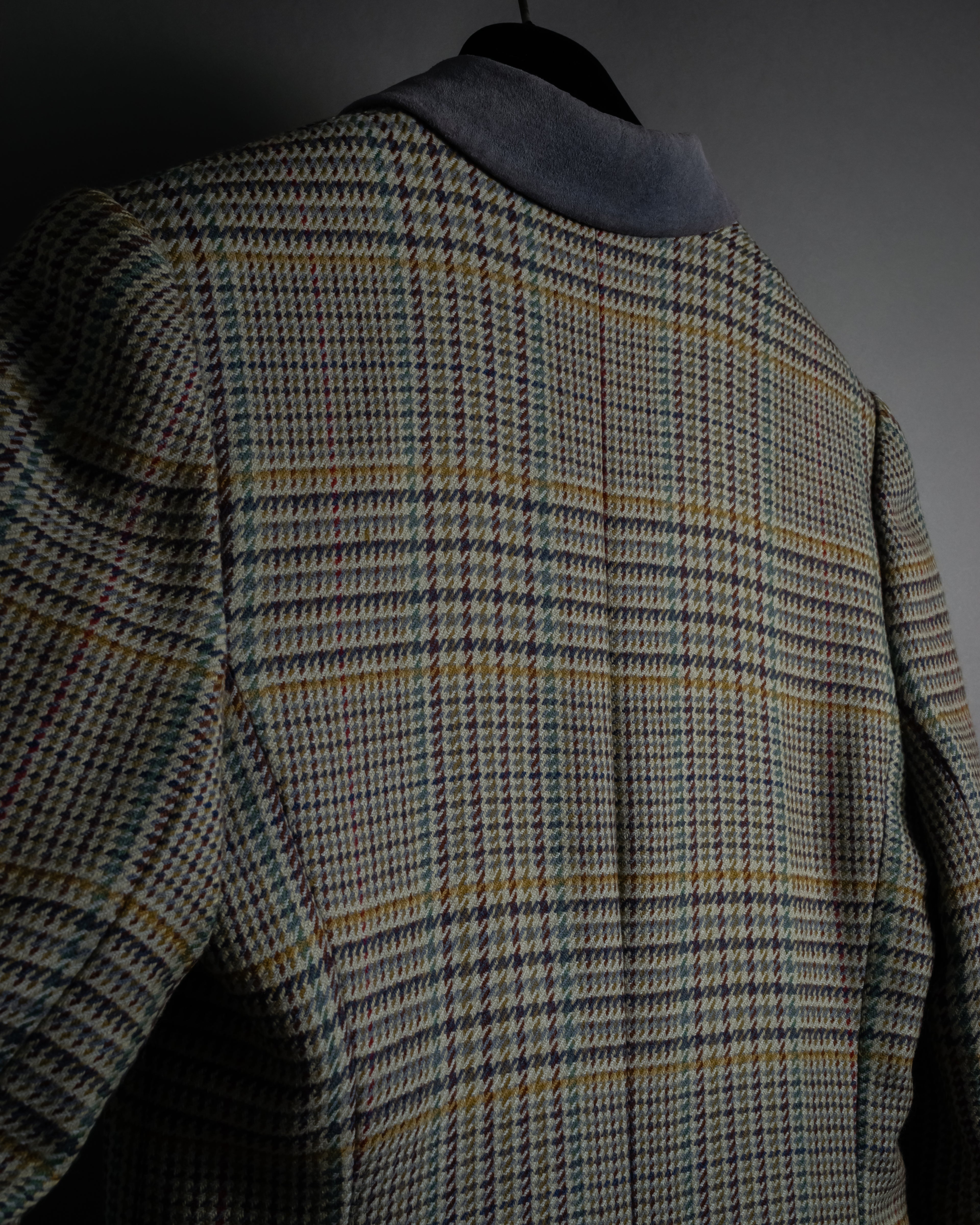 "CELINE" 90’s–00’s checked velvet collar coat