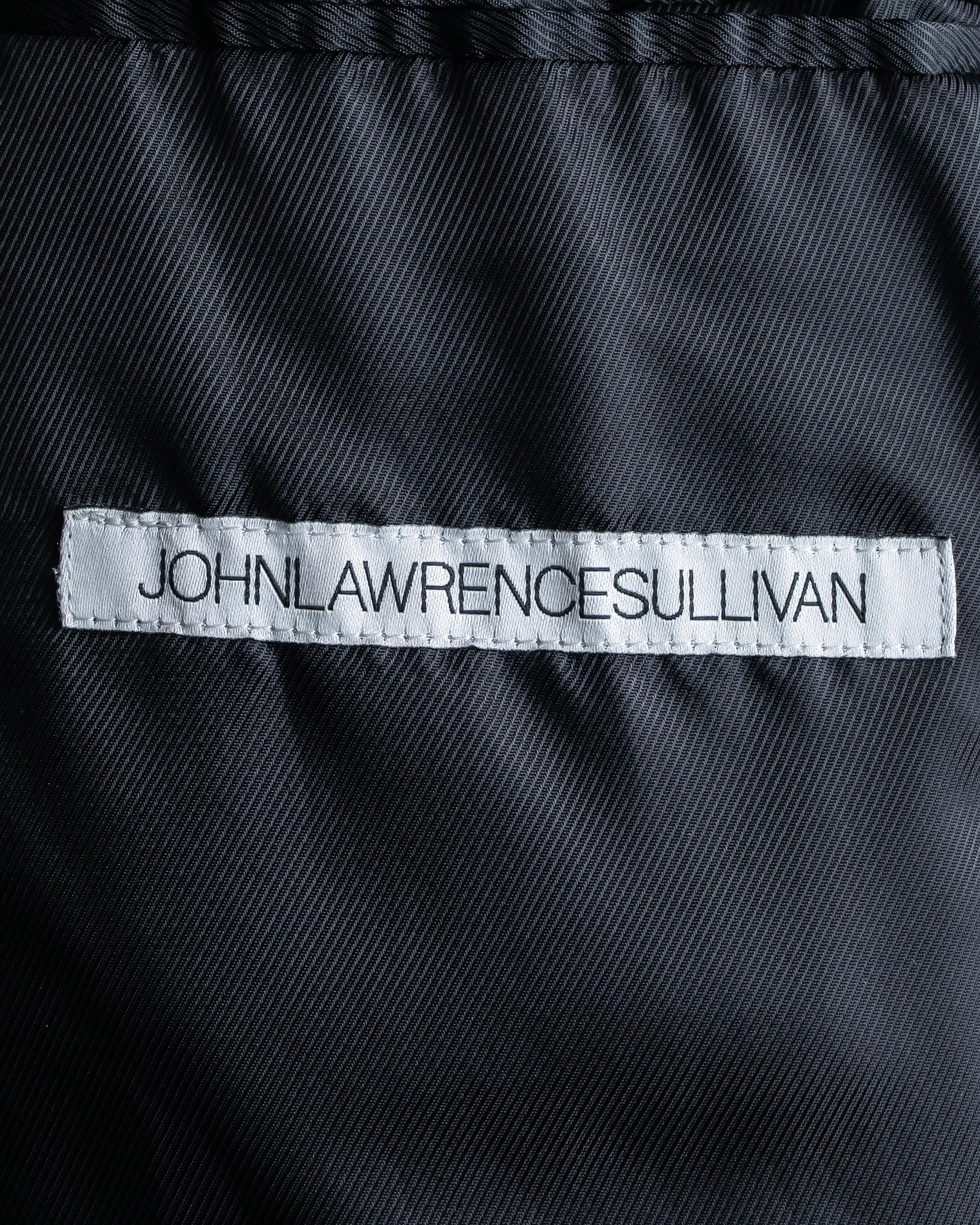 "JOHN LAWRENCE SULLIVAN"
 Large lapel double-breasted mid length coat