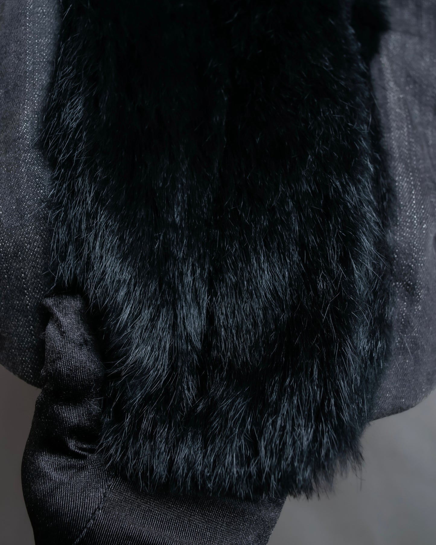 "HELMUT LANG" Fur docking denim switching design zipper best