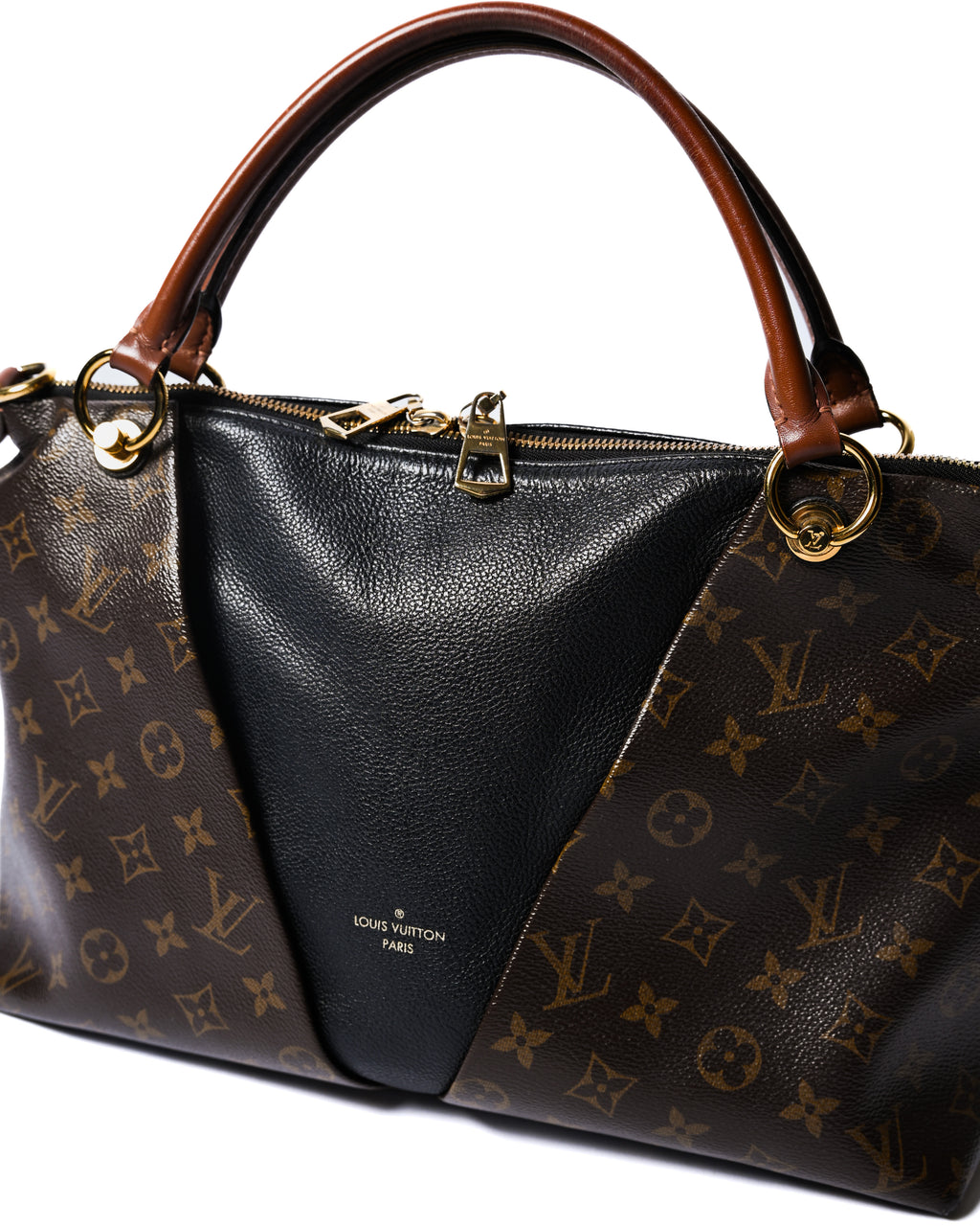LOUIS VUITTON/ “V Tote mm” Monogram Canvas & Leather Handbag