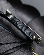 "CHANEL" Black camellia motif brooch