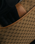 "GUCCI" 70's-80's Micro GG monogram canvas shoulder bag with stirrup hardware