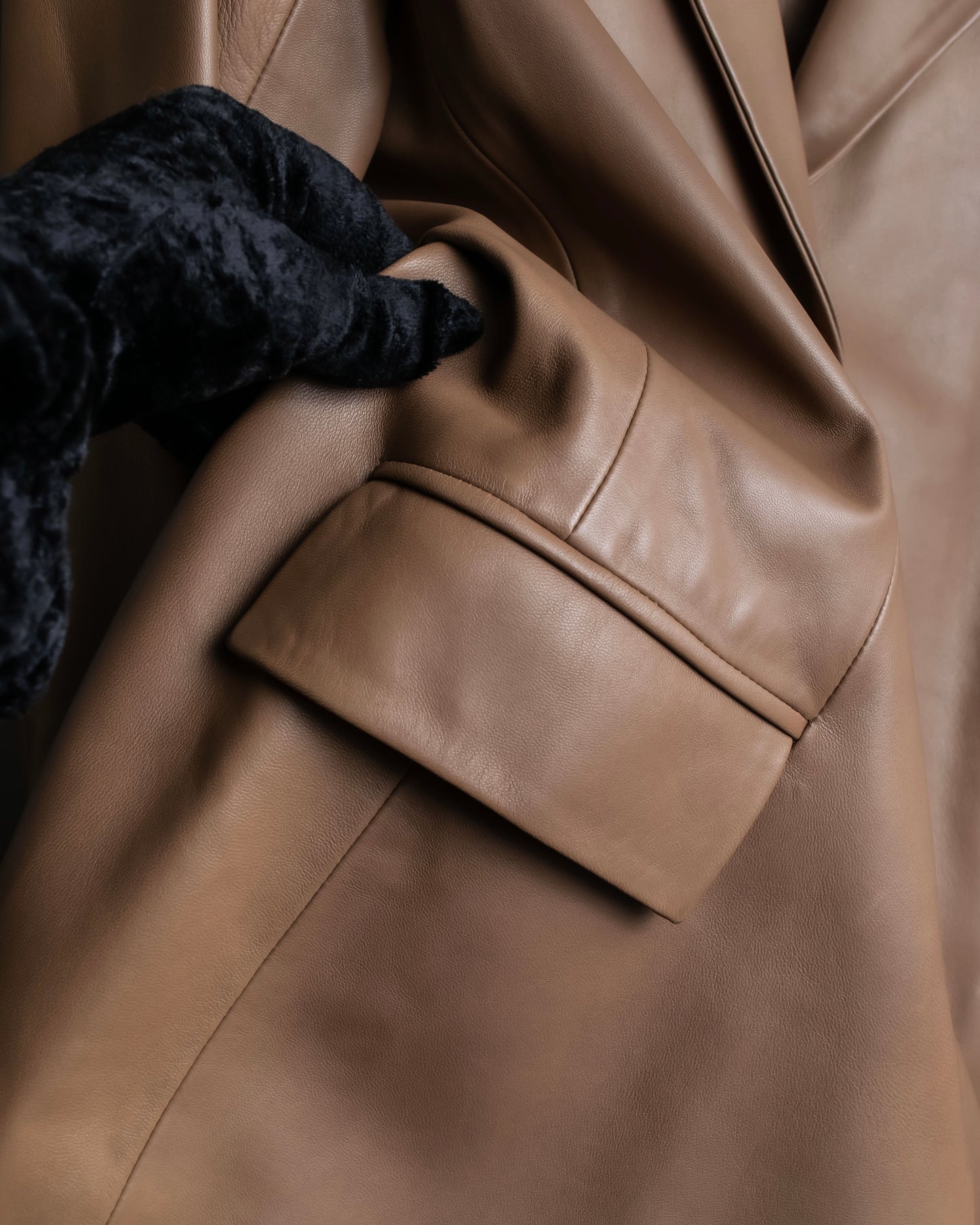 "LOEWE"  Camel brown leather tailored jacket