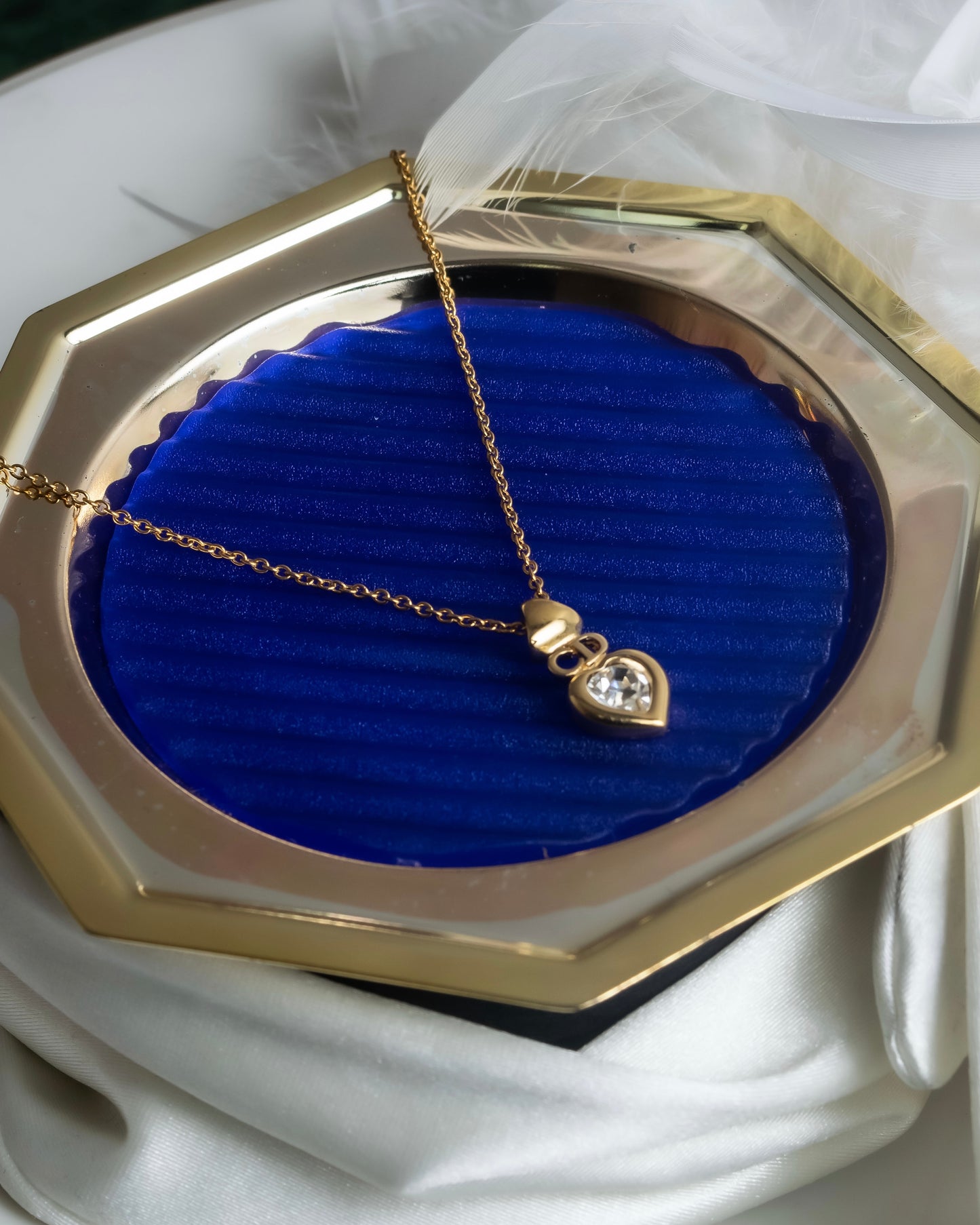 "Christian Dior" Heart motif zirconia gold pendant