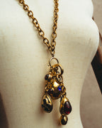 -SPECIAL - “CHANEL” 70’s-80’s Gripoix glass cabochon charm sautoir necklace