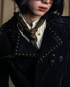 "Saint Laurent" 19AW gold studs design suede long coat