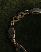 "Christian Dior" 70's-80's Two-tone gold and charcoal link bracelet