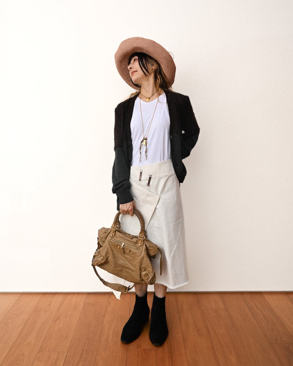 MARK JACOBS/ Mohair Blend Block Bicolor Knit Cardigan Brown × Dark Green