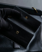 "GUCCI" Double flap design grained leather one-handle bag