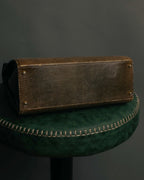 "CELINE" 70's-80's Structured lizard embossed leather top handle handbag