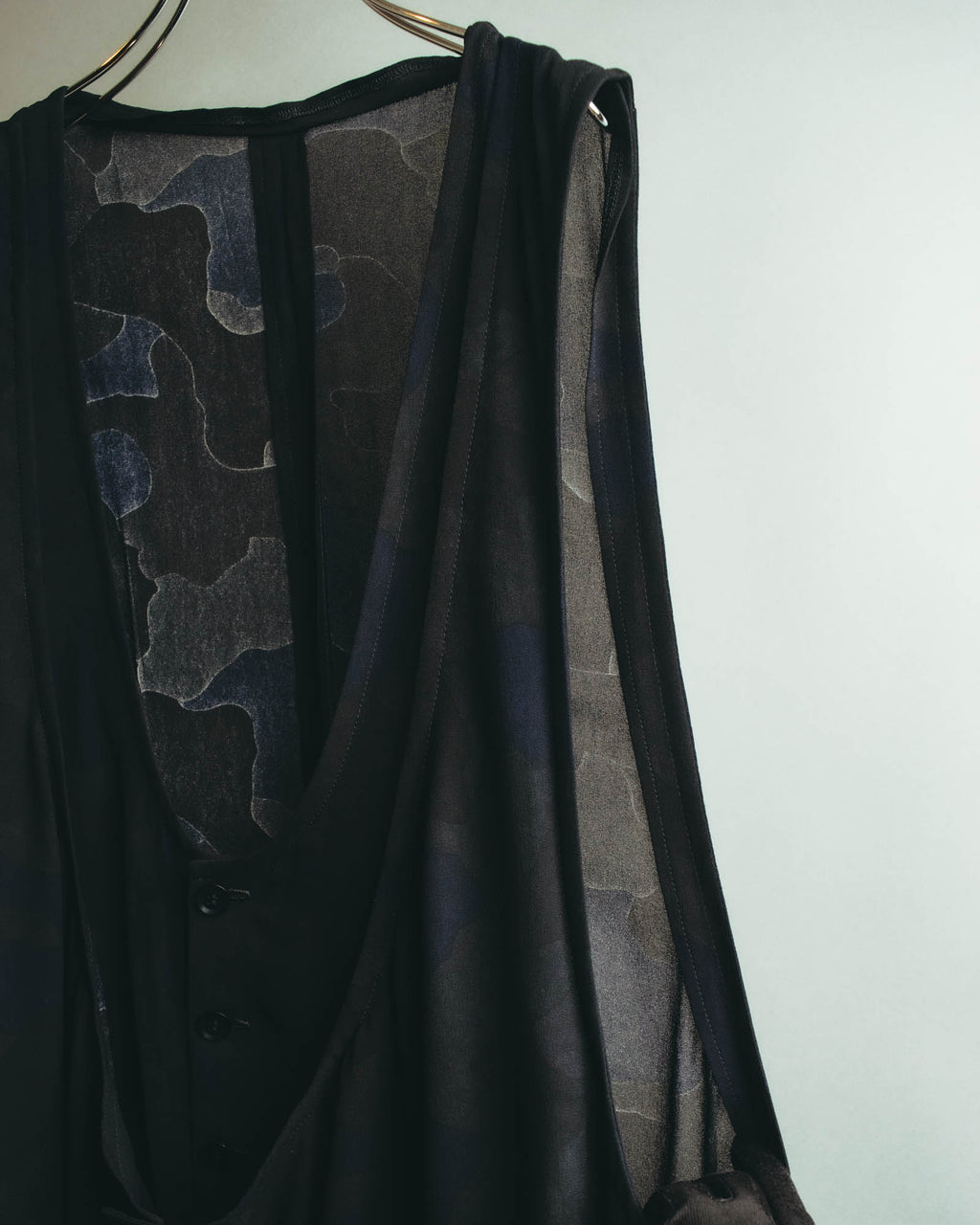 "Y's" 00's-10's Layered cupro sleeveless maxi dress