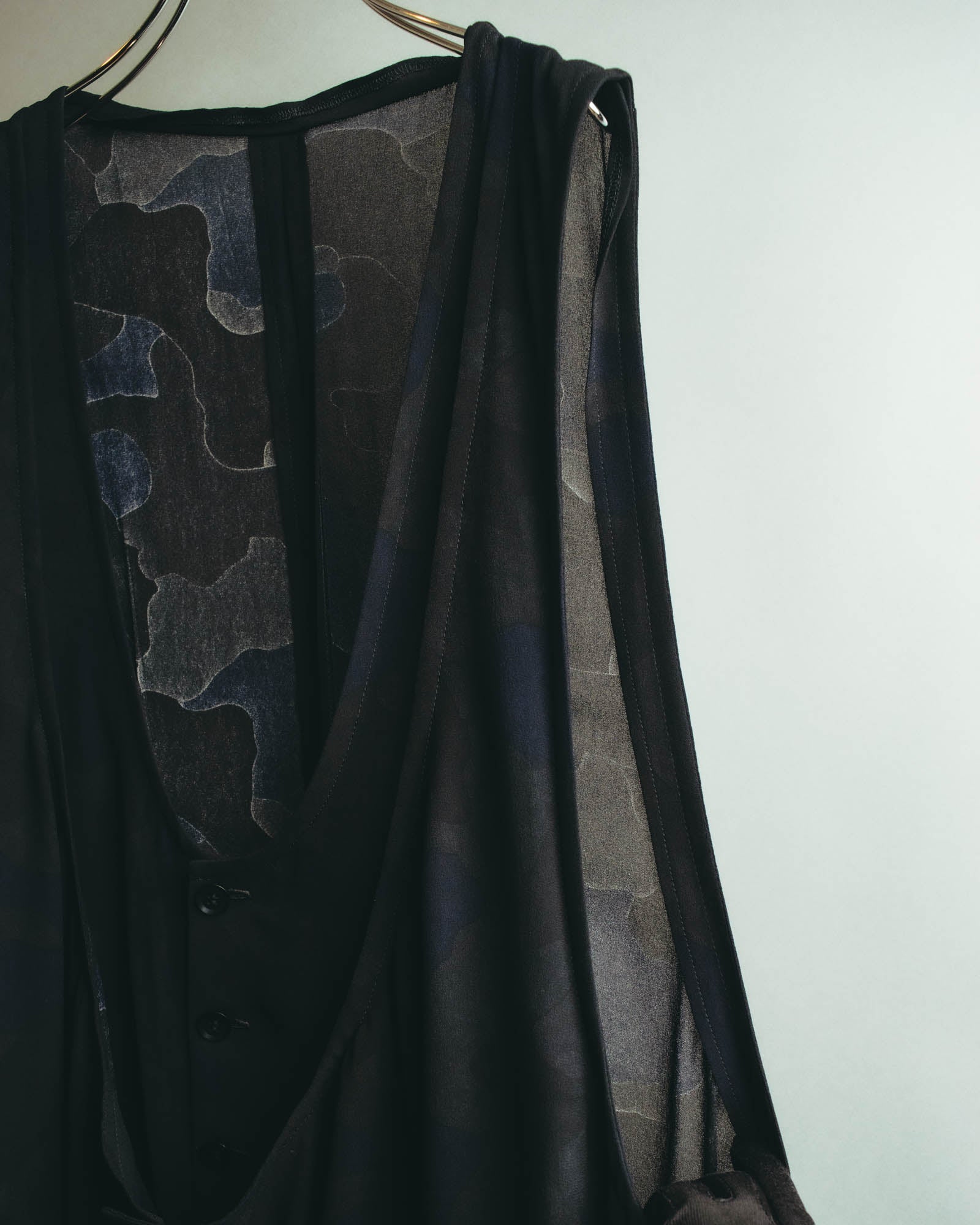 "Y's" 00's-10's Layered cupro sleeveless maxi dress