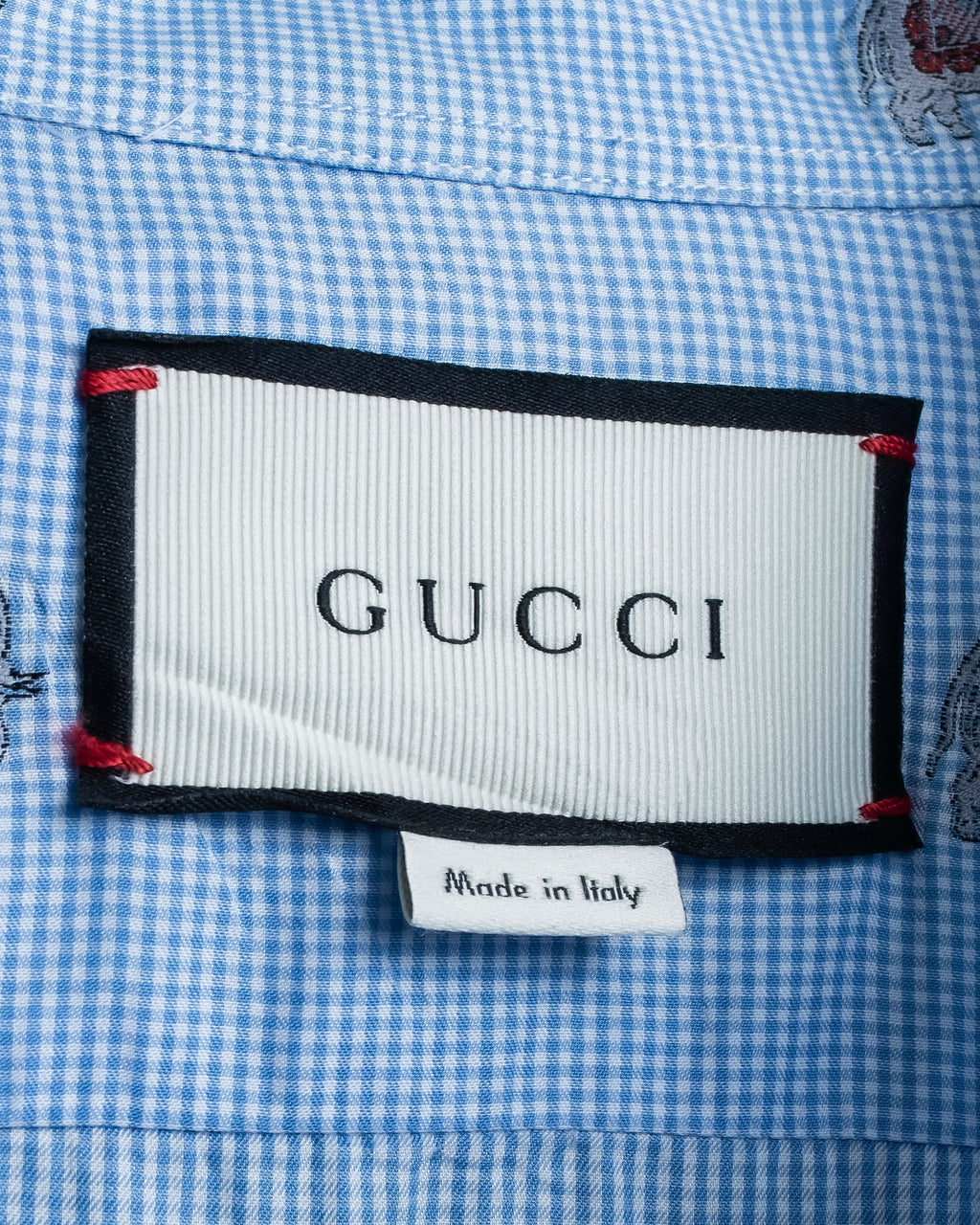 "GUCCI" Michele period elephant pattern sax blue color shirt