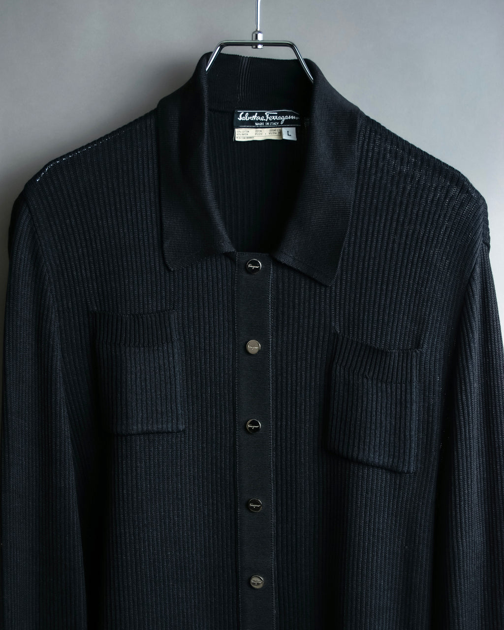 "Salvatore Ferragamo"Cotton x rayon summer knit shirt