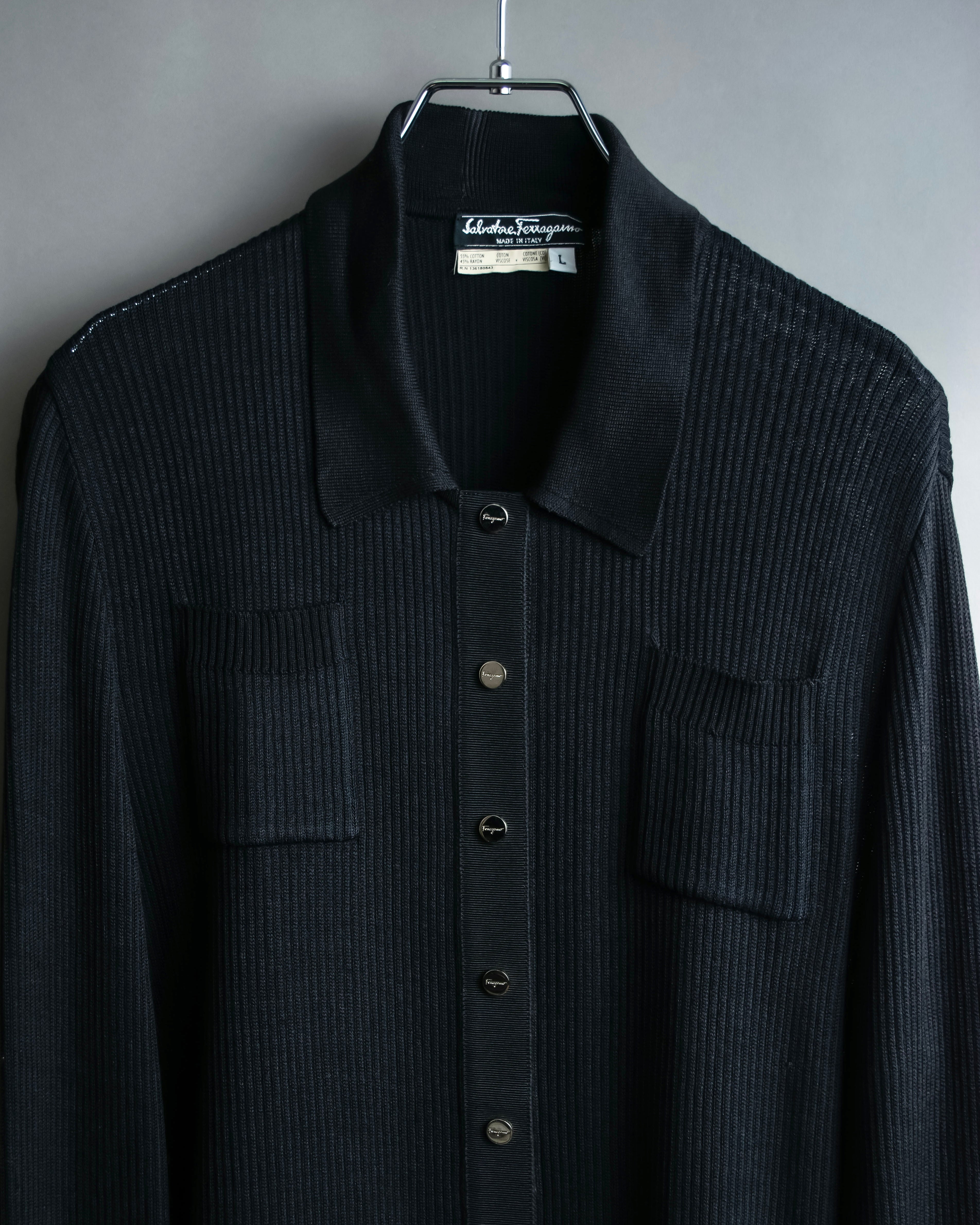 "Salvatore Ferragamo"Cotton x rayon summer knit shirt