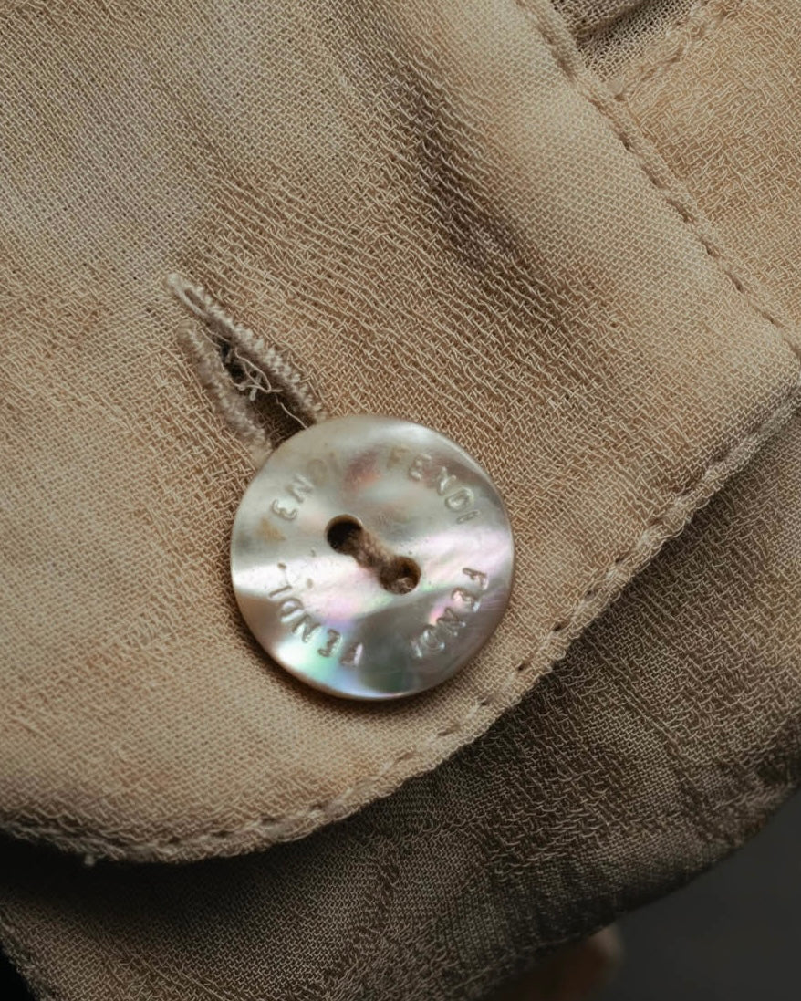 "FENDI" 80's-90's Draped rayon jacquard shirt