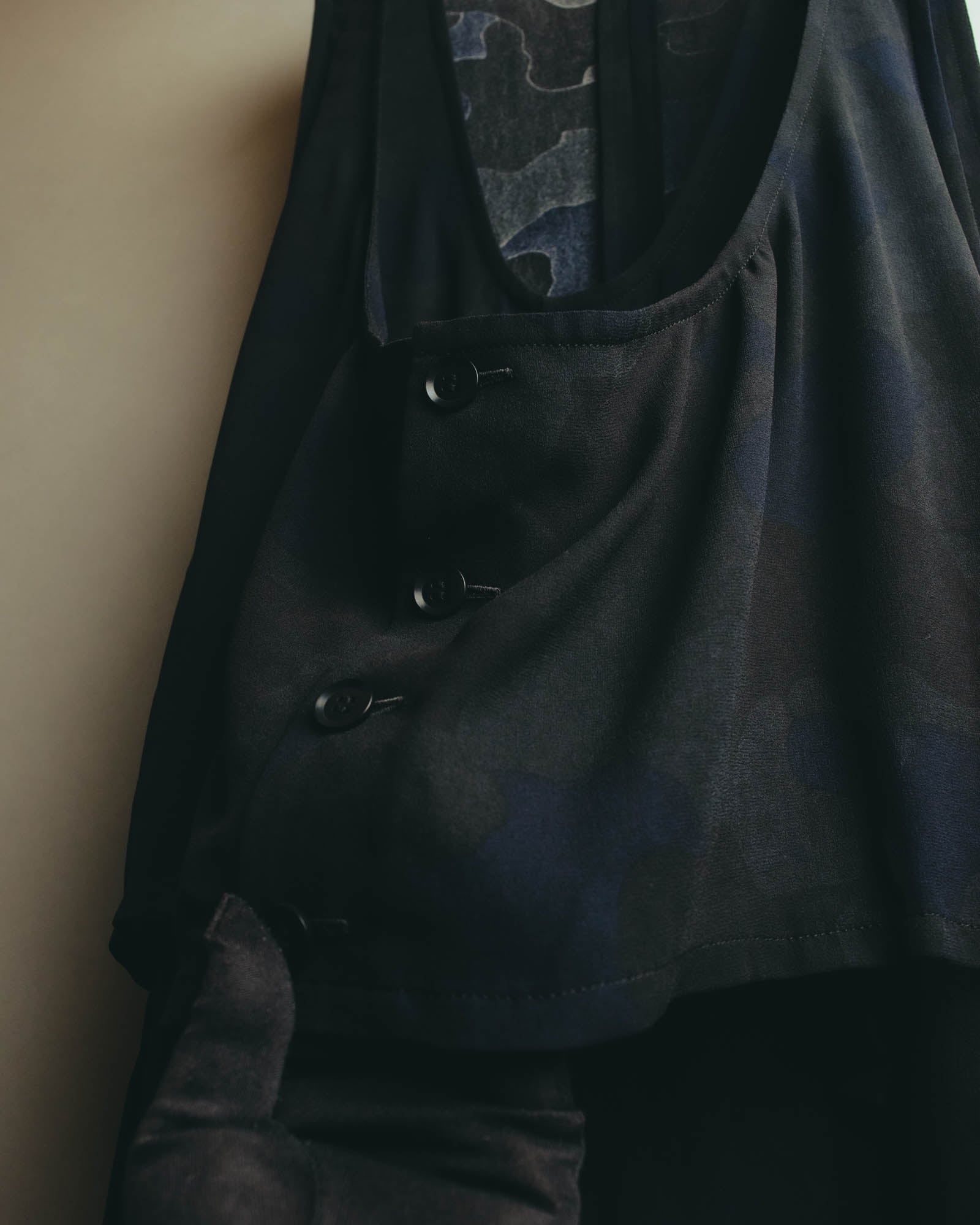 "Y's" 00's-10's Layered cupro sleeveless maxi dress