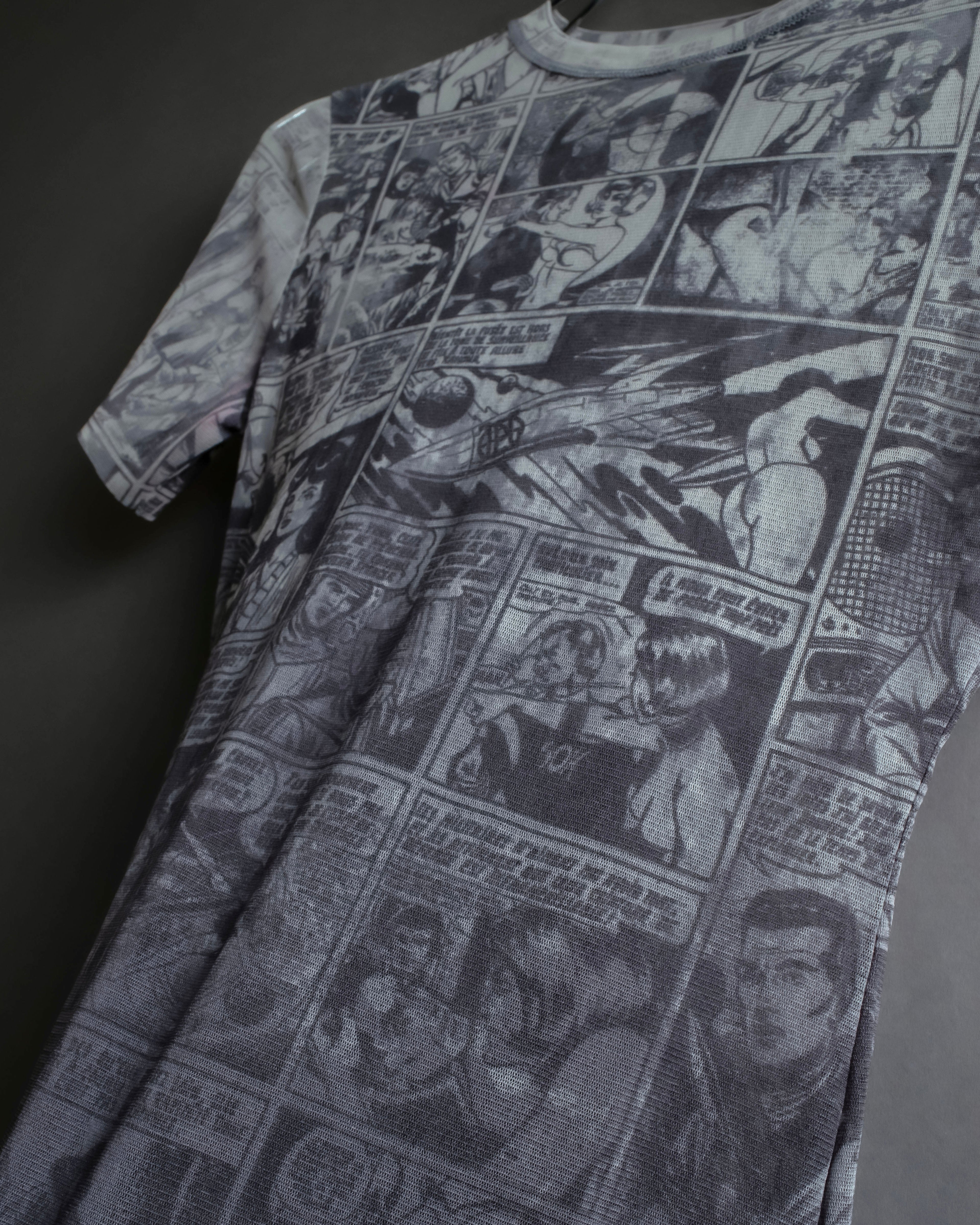 "JEAN PAUL GAULTIER JEANS" American comic book motif sheer short length pullover