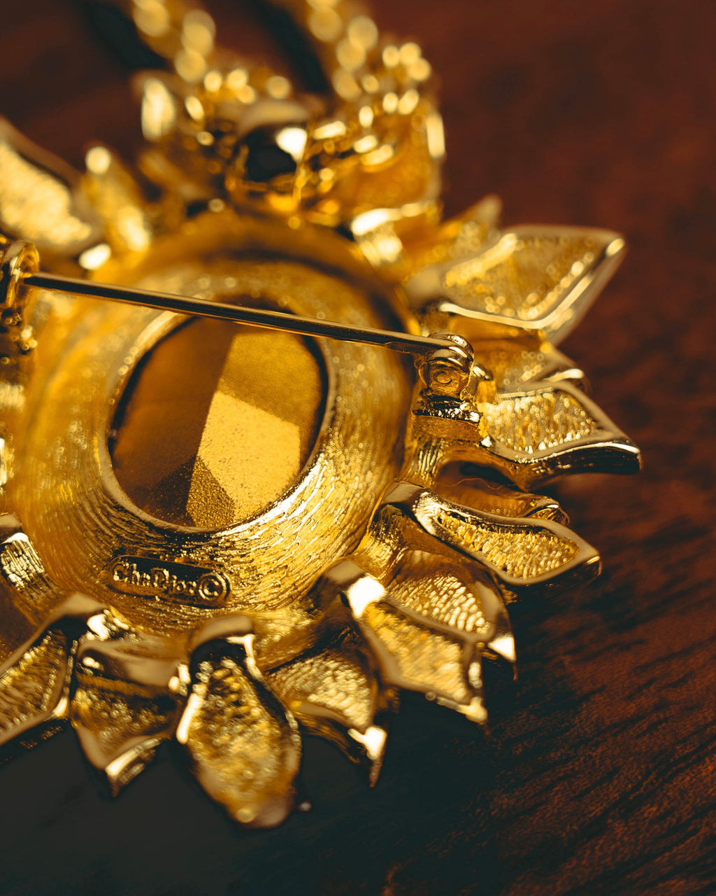 -SPECIAL- “Christian Dior” 80’s-90’s Sunburst amber glass pendant brooch