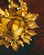 -SPECIAL- “Christian Dior” 80’s-90’s Sunburst amber glass pendant brooch
