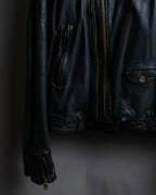 "DIESEL" Oversized stand collar lamb leather jacket