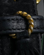 "Salvatore Ferragamo" Signature sculptural buckle suede leather belt