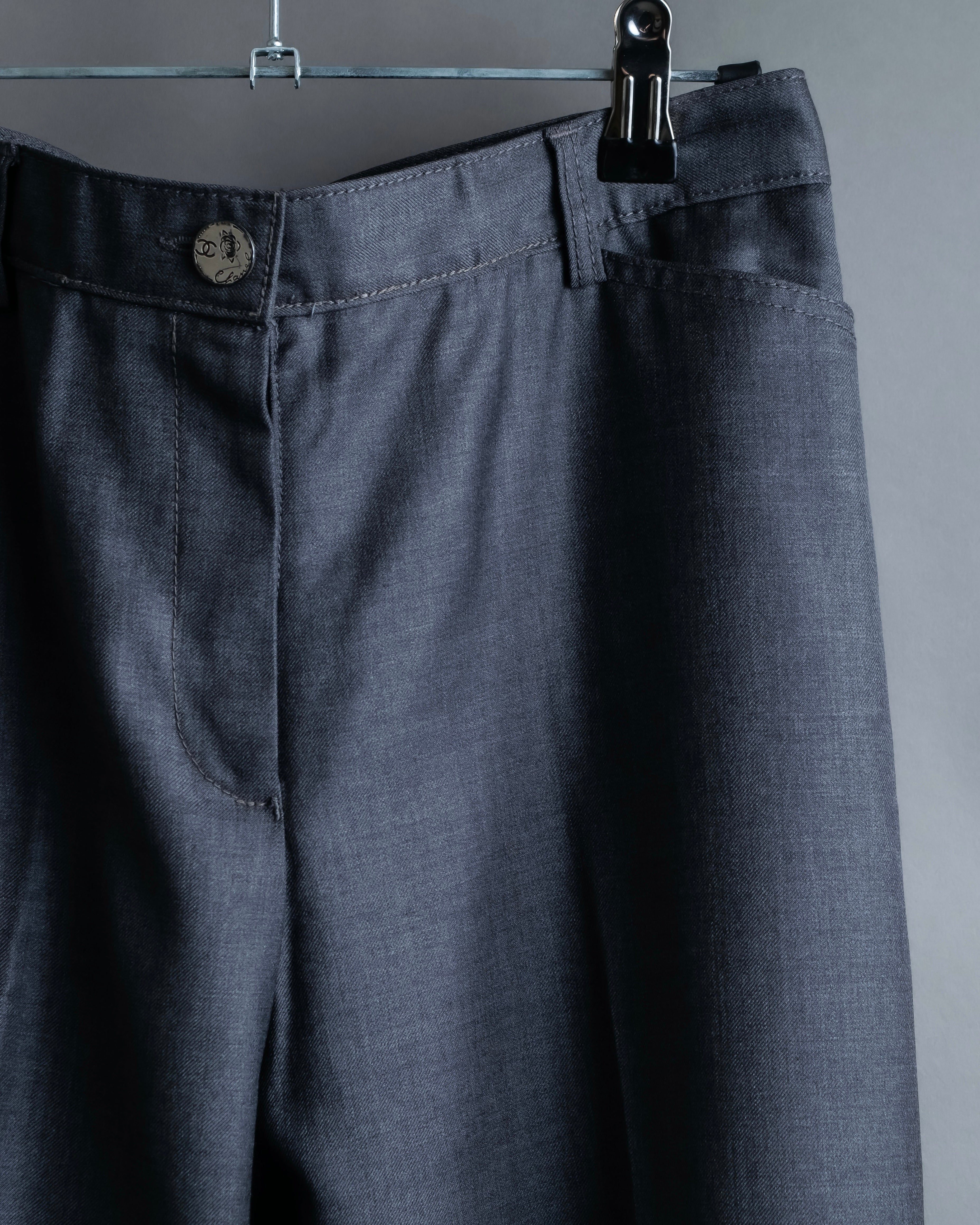 "CHANEL" 100% wool wide tapered slacks