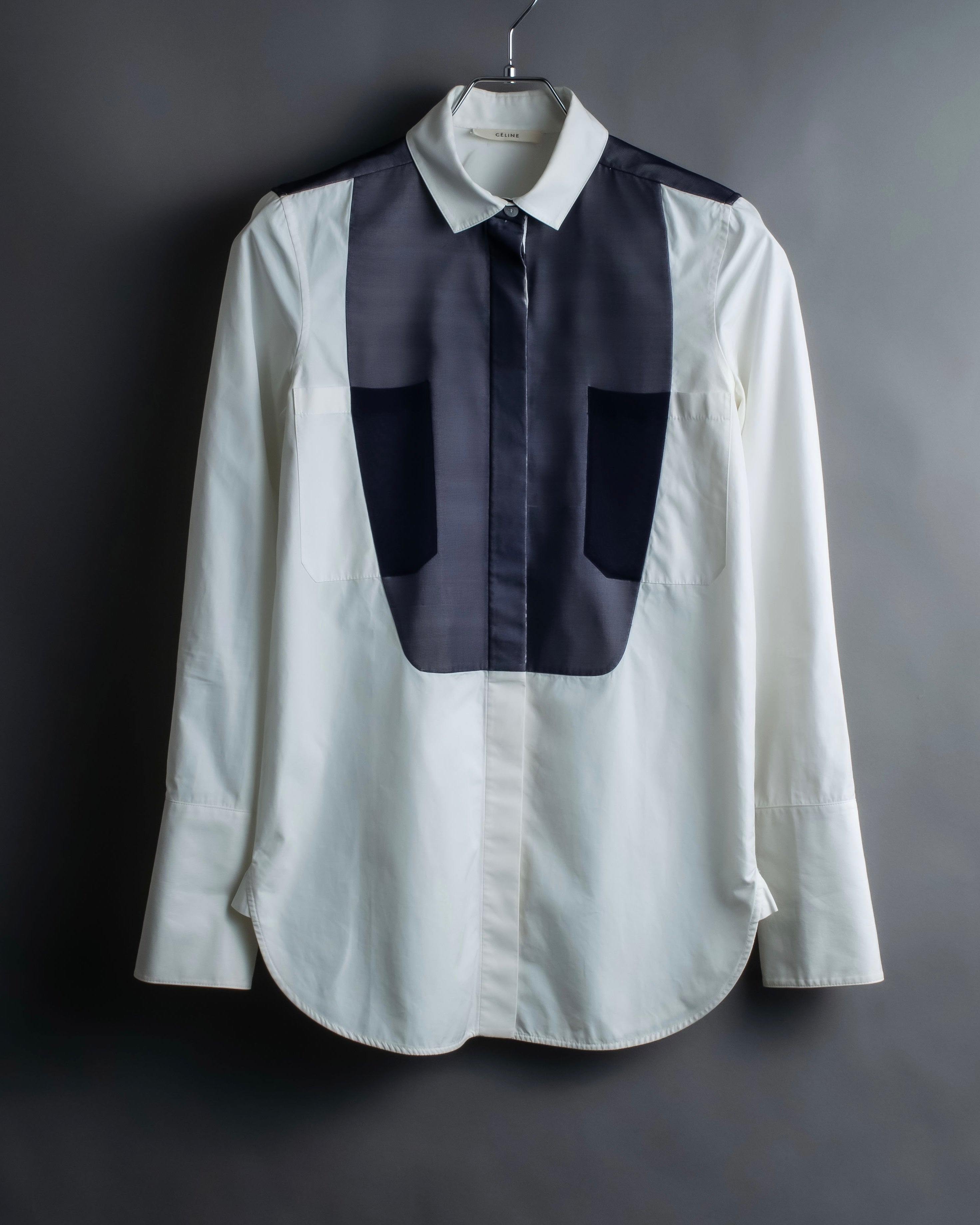 "CELINE" Combination color dress shirt
