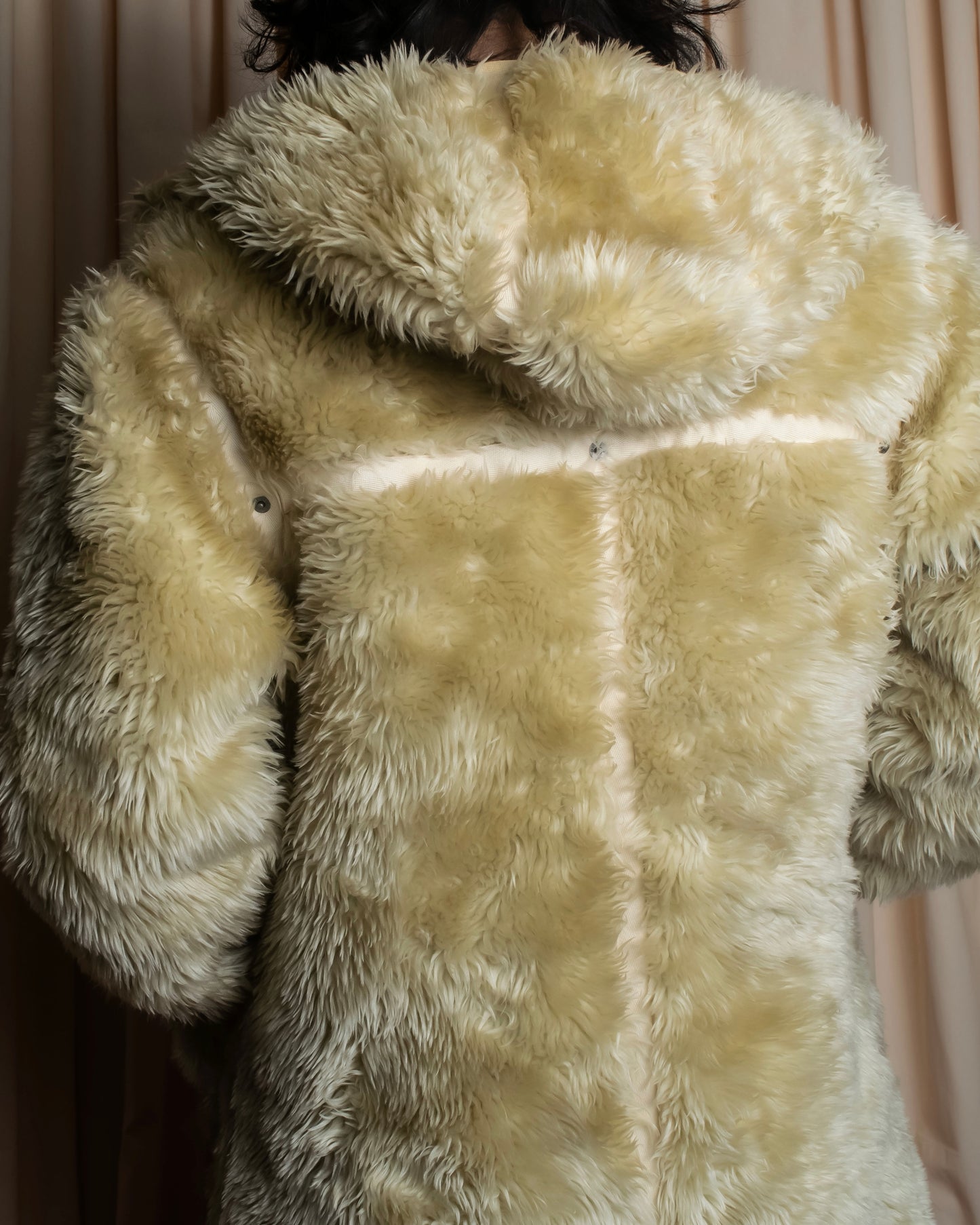 "DIESEL" Double zipper hooded long fur coat